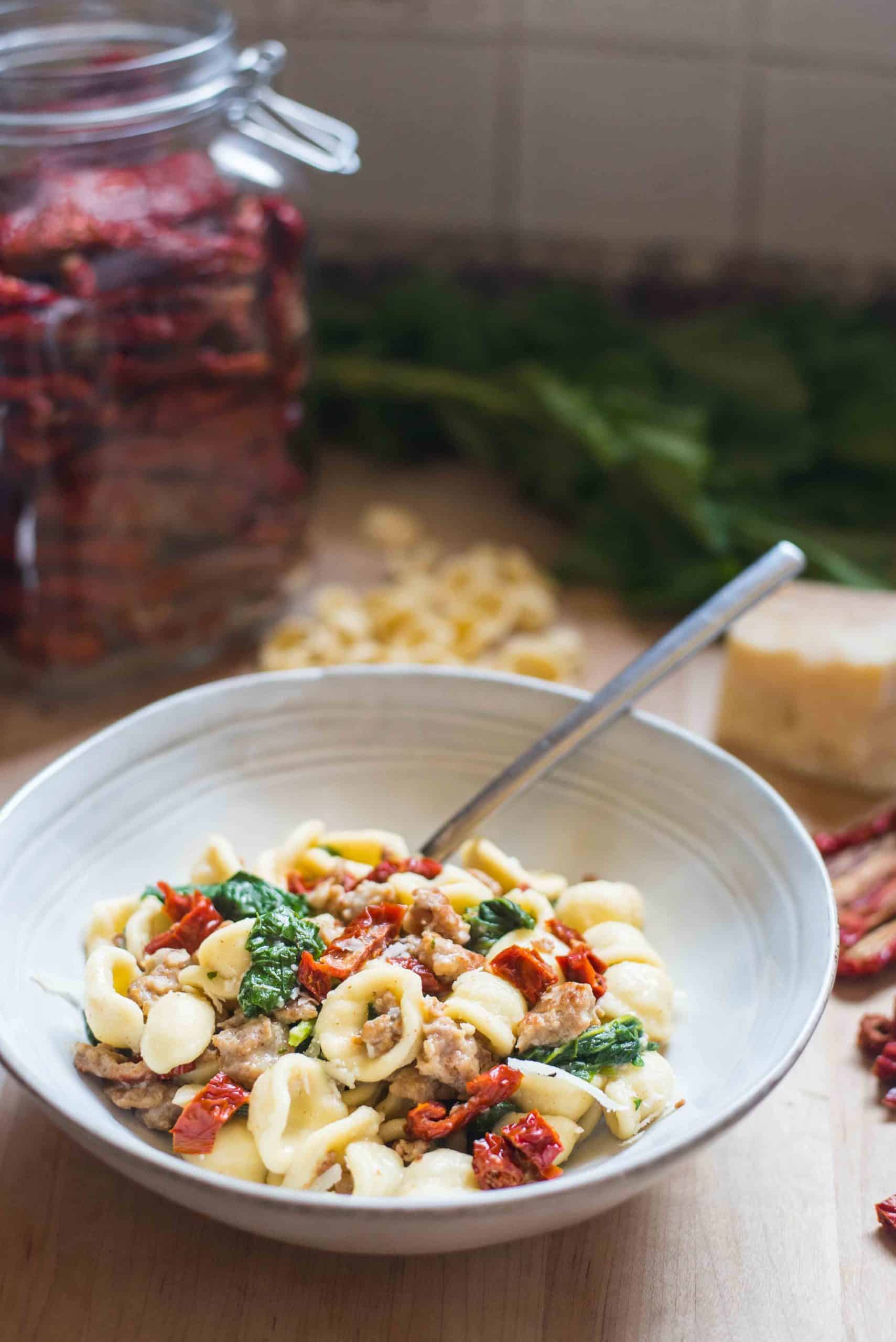 Orecchiette with Sausage, Broccoli Rabe and Sundried Tomatoes Very